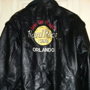 HARD ROCK CAFE ORLANDO BLACK LEATHER JACKEt xl